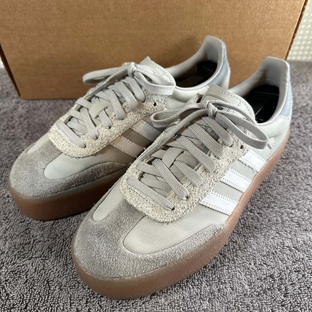 adidas Women's Sambae Platform Sneakers in Grey Two/Cloud White - Picture 4 of 9